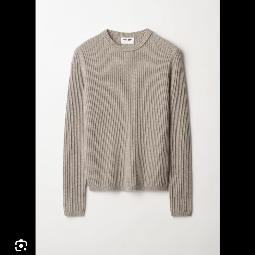 Soft Goat Greige O Neck 100% Cashmere Sweater
